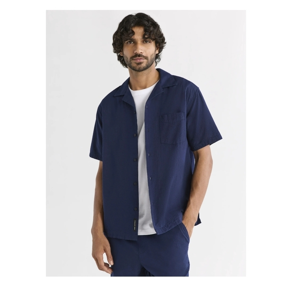 Men's Navy Casual Button Down Shirt